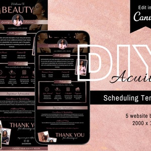 DIY Acuity Booking Site Template Editable in Canva with Installation Guide for Hair, Make Up, Nail, Lash Stylist