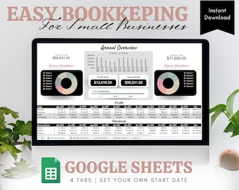 Small Business Bookkeeping Spreadsheet - Income, Expense and Profit Tracker in Google Sheets