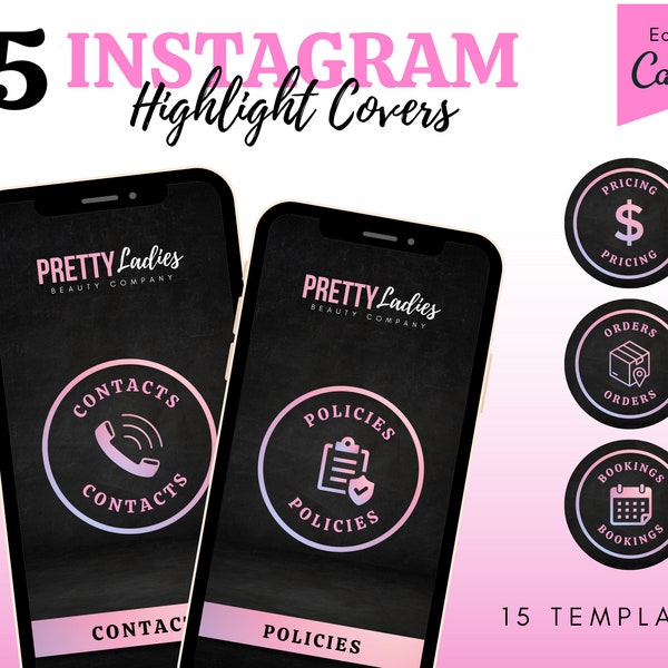 Instagram Highlight Covers - Instagram Icons für Salons, Boutiquen, Kosmetiker, Hair Stylist, Nail Tech, Lash Tech, Make-up Artist