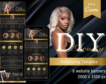 Acuity Scheduling Template - DIY Booking Site Editable in Canva with Installation Guide for Lash, Make Up, Nail, Hair Stylist