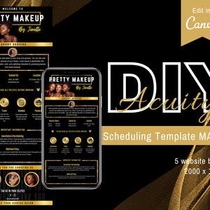 DIY Acuity Scheduling Site Template Make Up Artist Editable in Canva with Installation Guide - Acuity Booking Website Banners