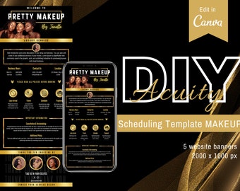 DIY Acuity Scheduling Site Template Make Up Artist Editable in Canva with Installation Guide - Acuity Booking Website Banners
