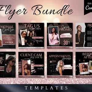 Flyer Bundle Template - 8 Social Media Flyer Designs for Nail, Lash, Makeup, Hair Stylist