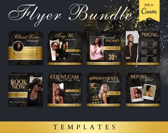 Flyer Bundle Template - 8 Social Media Flyer Designs for Nail, Lash, Makeup, Hair Stylist
