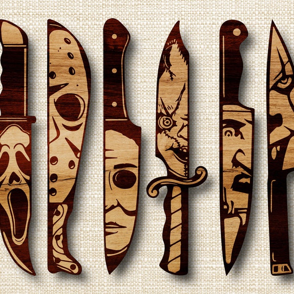 Horror movie characters in Knives SVG Laser cut