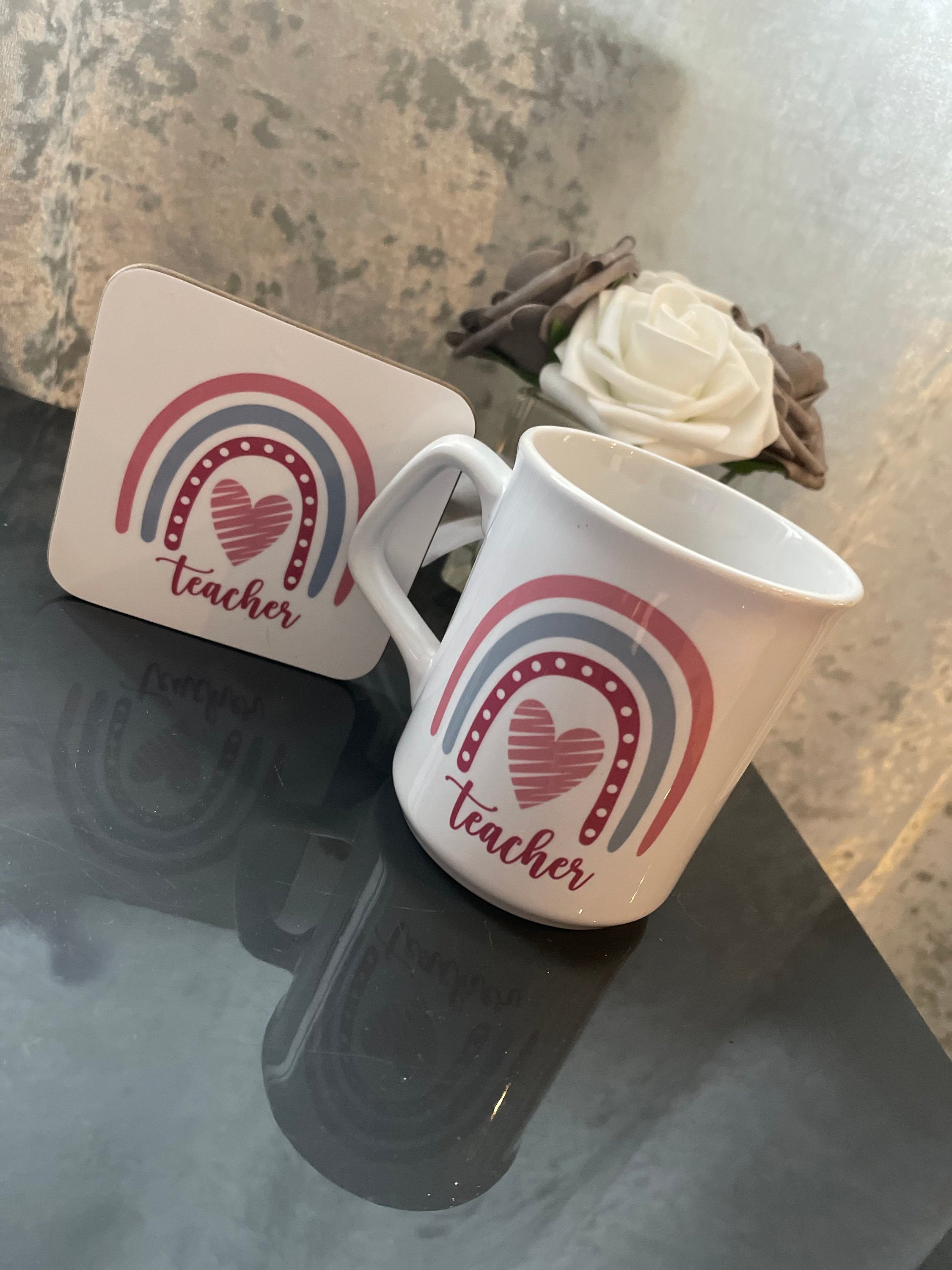 Teacher cup and coaster gift set Etsy
