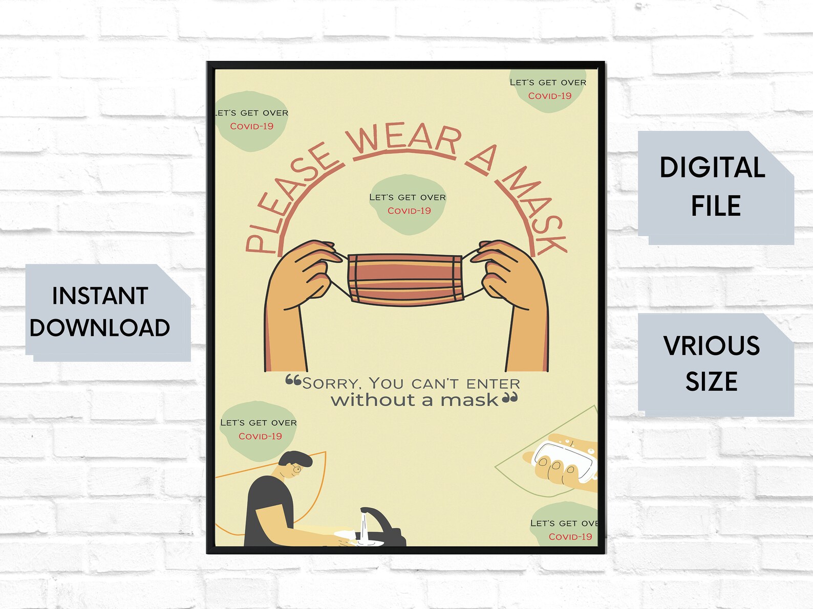 Wear A Mask Required/Covid 19 Mandatory Mask Information Etsy