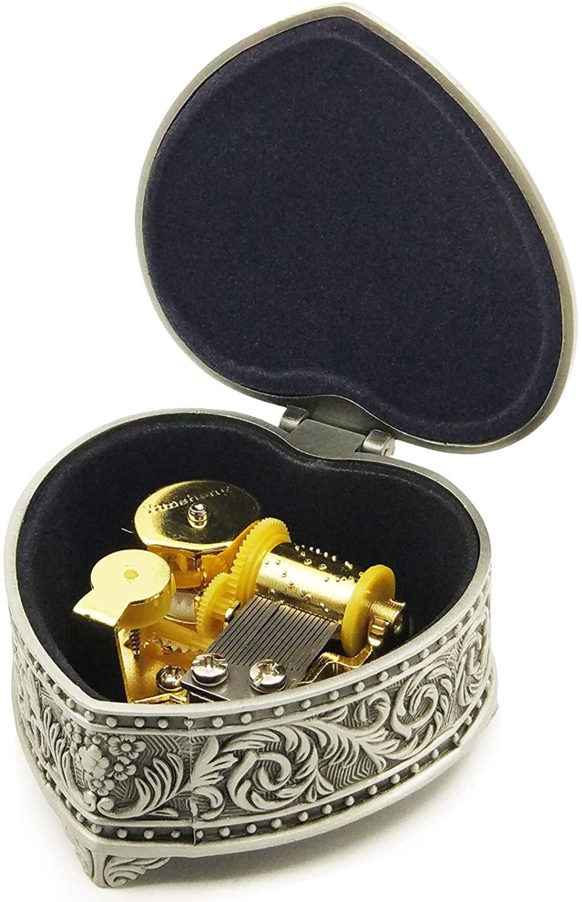 Antique Emboss Alloy Metal Music Box Wind Up and Golden Etsy