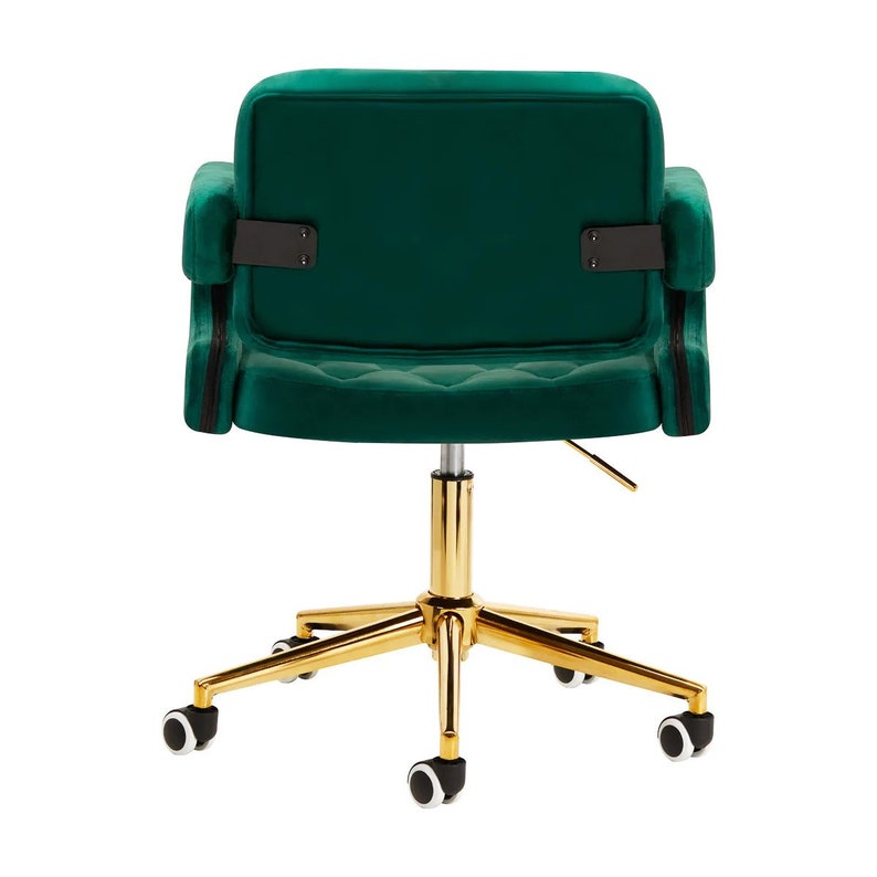 Chair green, grey, black with gold base with wheels zdjęcie 6