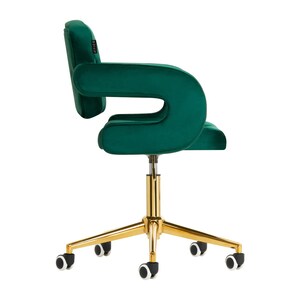 Chair green, grey, black with gold base with wheels zdjęcie 4