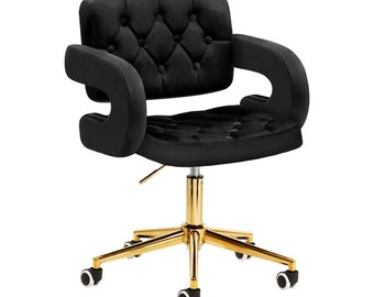Chair green, grey, black with gold base with wheels
