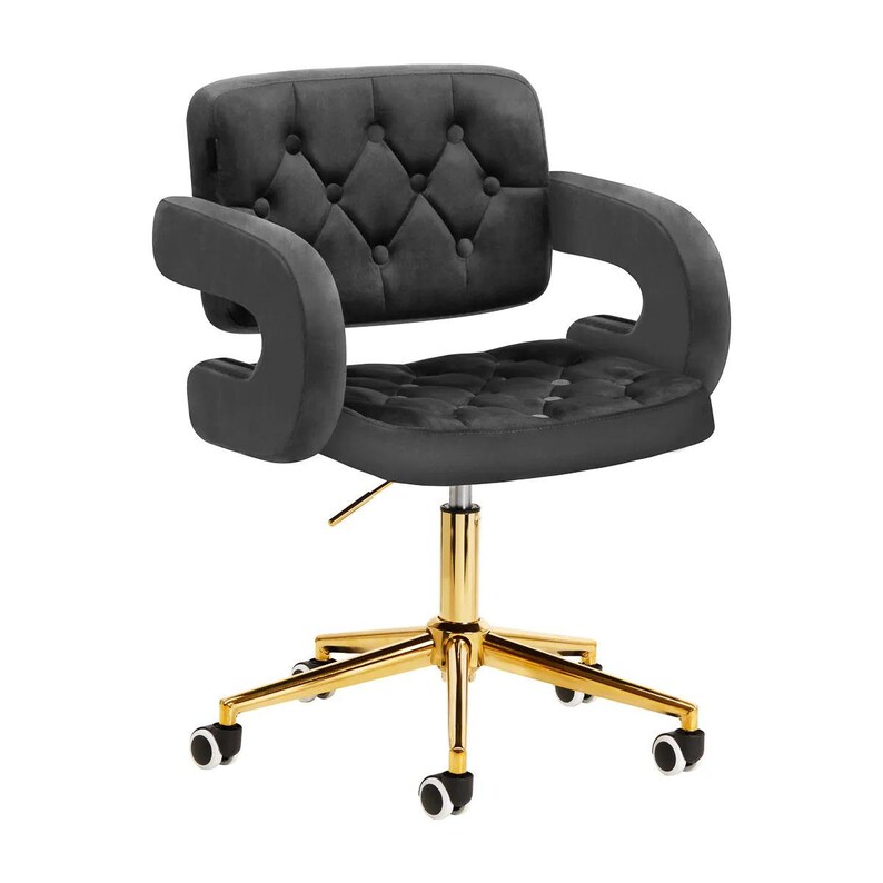 Chair green, grey, black with gold base with wheels zdjęcie 7