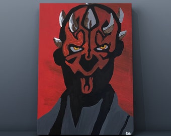 Darth Maul Painting: Handpainted Acrylic Star Wars Art (30x40x1.5cm)