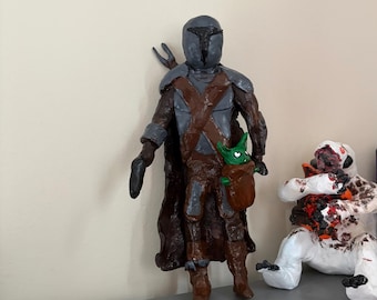 Mandalorian & Grogu Handmade / Painted Clay Figurine