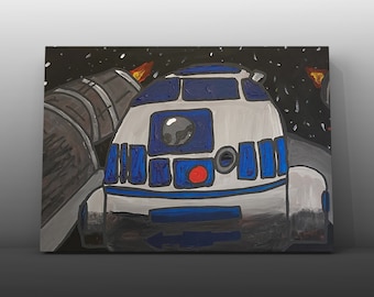 R2D2 in X-Wing (Red Five) Painting - Acrylic on Stretched Canvas