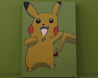 Pikachu (Pokemon) Handpainted Acrylic on Stretched Canvas (30cm x 40cm x 1.5cm)