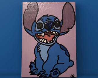 Handpainted Disney Stitch Canvas Art, One Of A Kind