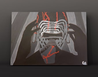Kylo Ren (Star Wars) - Handpainted Acrylic on Stretched Canvas (40cm x 30cm x 1.5cm)