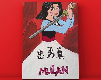 Handpainted Disney Mulan Canvas Art, Acrylic Painting (30cm x 40cm)