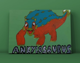 Ankylosaurus (Dinosaur) Handpainted Acrylic On Stretched Canvas (40cm x 30cm x 1.5cm)