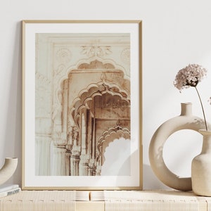 India print, Jodhpur Rajasthani archways, Neutral boho decor, Indian architecture photography, Bohemian geometric wall art, Indian gift