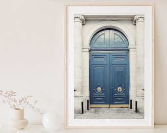 Paris door print, Navy blue door wall art, Paris photography, architecture poster, french home decor, Parisian bedroom decor, vertical print