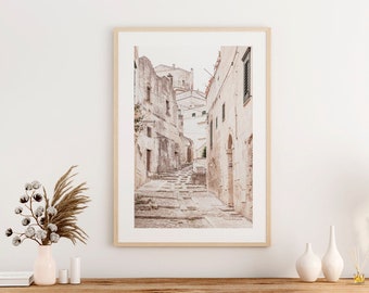 Matera Italy wall art, Italian architecture print, Matera travel photography, neutral Italy print, Matera Italy poster, Italy print,