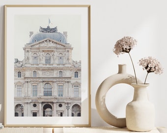 Paris wall art print, the Louvre Museum French Renaissance architecture print, Paris photo, neutral decor, french home decor, Parisian decor