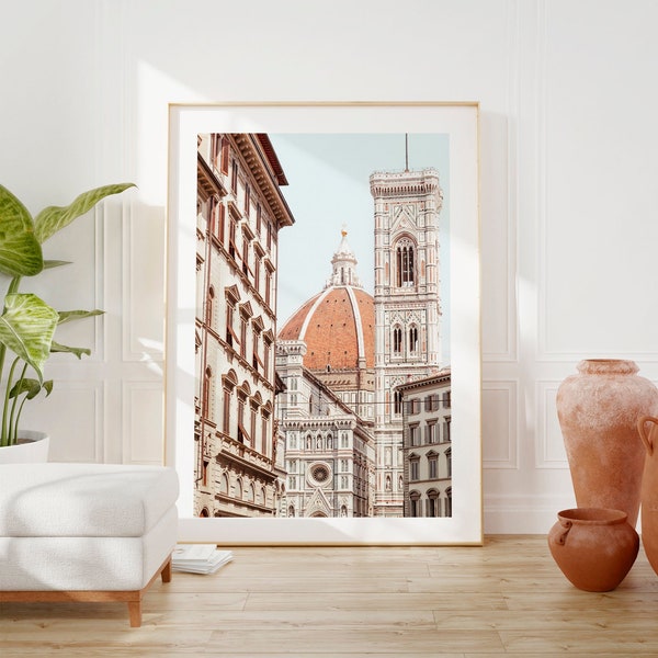 Florenstryck, Florens väggkonst, Florens katedral, Italien resetryck, Florens arkitekturposter, Toscana konst, italiensk resegåva