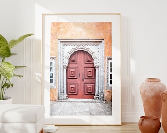 Old door photography print, Portugal antique door, Mustard yellow, Brown vintage door wall art, Sintra Portugal wall art, Lisbon poster