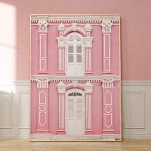 Pastel pink house print, Singapore Peranakan shophouse, Traditional heritage Singapore Shop house photography, Pastel aesthetic wall art