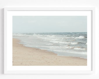 Photo de plage de la côte de Norfolk, impression de plage de Holkham, impression de surf de plage pastel, art mural côtier neutre, affiche de vague de l'océan, photographie côtière
