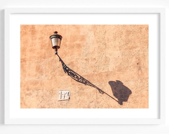 Rome wall art, street lamp, terracotta print, Italy photography, burnt orange tones, lantern, travel poster, Italian decor