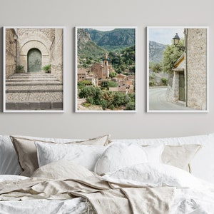 Farmhouse Wall Art Set of 3 – Mallorca Village Prints, Mediterranean Photography, Earthy Rustic Decor, Valldemossa Spanish Countryside
