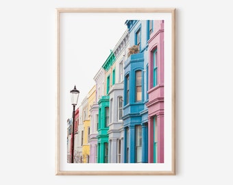 Notting Hill London print, Lancaster Road colorful house, London wall art, London street in Kensington Chelsea, London poster