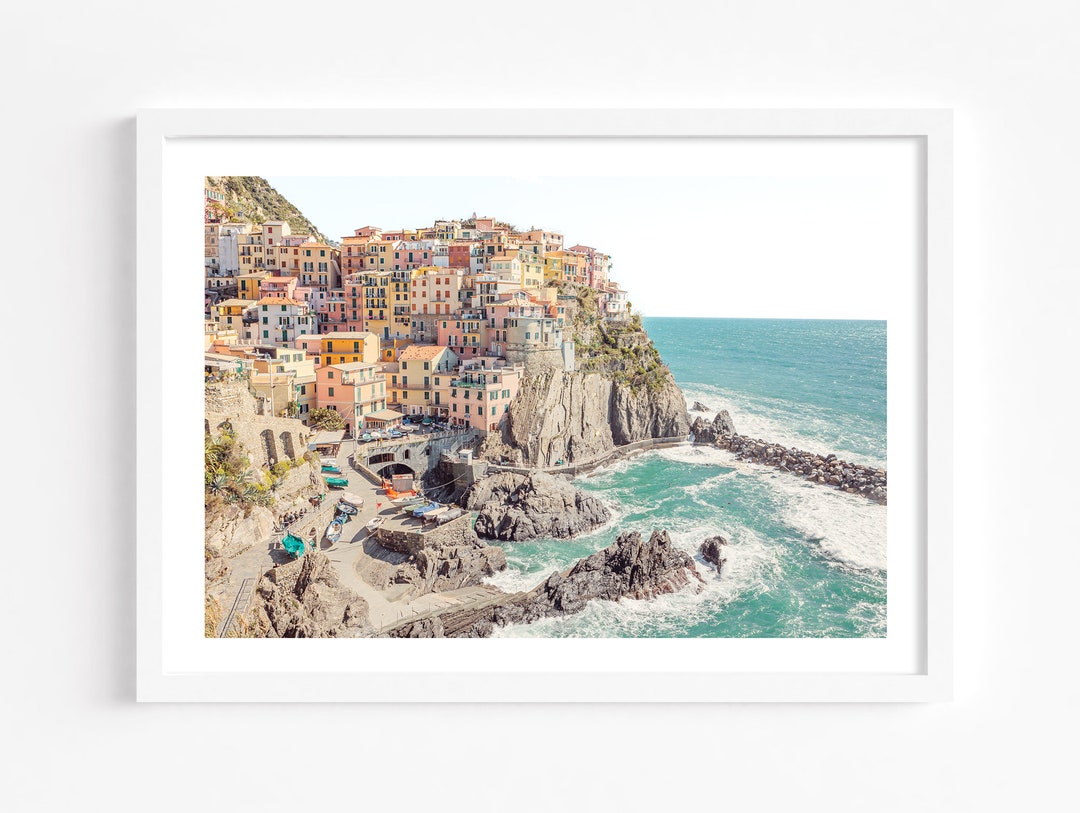 Manarola Cinque Terre Print, Italian Coastal Wall Art, Mediterranean