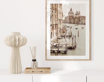 Venice Grand Canal Print, Neutral Italian Architecture Photography, Classic European City Print, Italy Wall Art