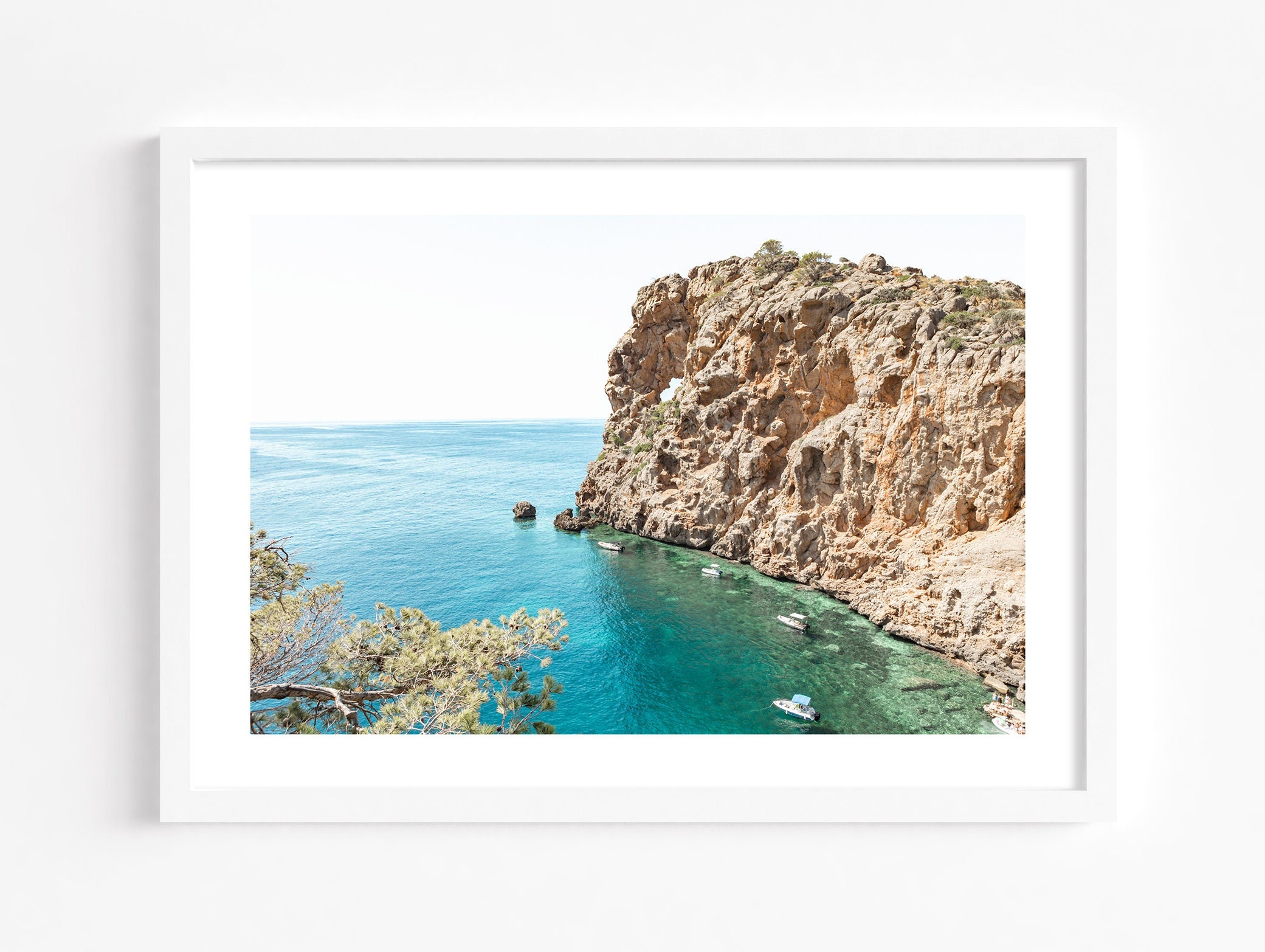 Mallorca print, Spain coastal wall art, Mediterranean ocean poster, Sa Foradada, Spain travel poster, Spanish summer landscape art