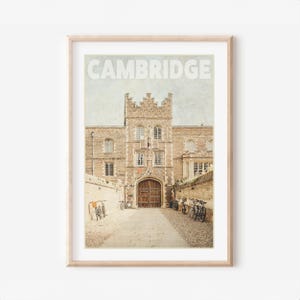 Jesus College Cambridge Print: vintage reisposter