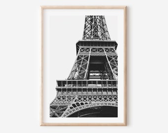 Impresión de la Torre Eiffel, Fotografía de París en blanco y negro, Decoración parisina, Cartel de viaje de la Torre Eiffel de París, Impresión de arquitectura