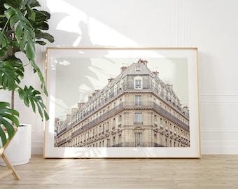 Paris Apartment Building Print, Saint-Germain Architecture Photography, Neutral French Poster, Parisian Wall Art
