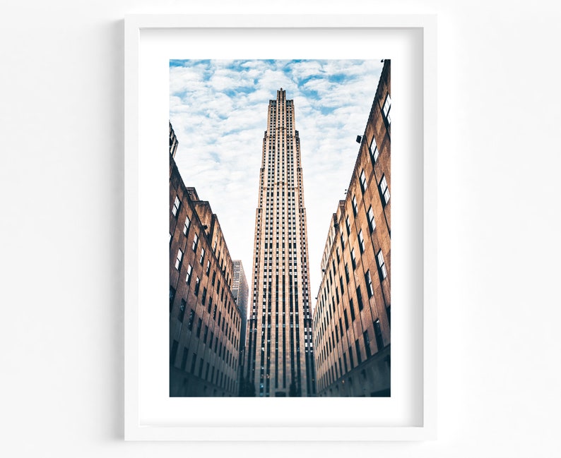 urban wall art Rockefeller Center New York print New York poster modern home decor New York black and white photography prints