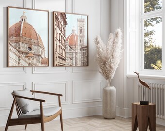 Florence Wall Art Set of 2 - Italy City Prints, Italian Travel Photography, Tuscan Home Decor