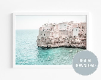 Puglia Print, Mediterranean Wall Art, Polignano a Mare Photography, Italy Coastal Decor, Italian Summer Scene (Digital Download)