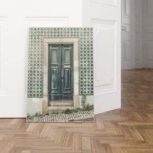 Portugal Art Print, Lisbon Wall Art, Vintage Green Portuguese Door Photo, Azulejo Tile Architecture Poster, Rustic European Home Decor image 12