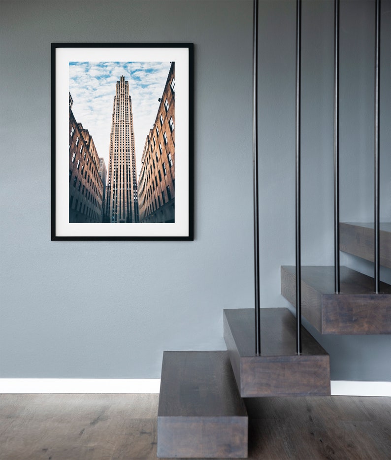 urban wall art Rockefeller Center New York print New York poster modern home decor New York black and white photography prints