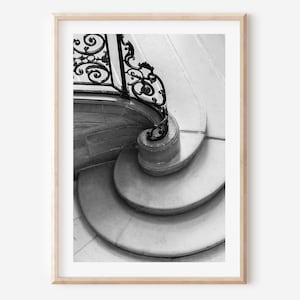 Paris photography, minimalist black and white staircase print, Rodin museum print, geometric wall art, Contemporary Parisian apartment decor
