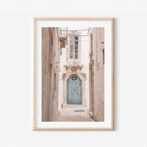 Rustic Blue Door Print – Puglia Italy Wall Art, Martina Franca Travel Photo, Neutral Mediterranean Decor, European Architecture Art Poster
