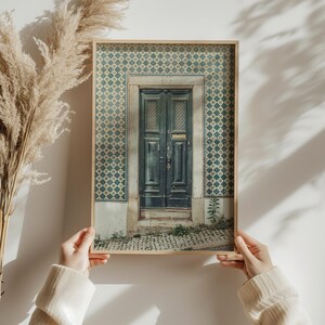 Portugal Art Print, Lisbon Wall Art, Vintage Green Portuguese Door Photo, Azulejo Tile Architecture Poster, Rustic European Home Decor image 6