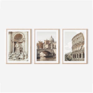 Rome Prints Set of 3 – Italian Wall Art, Colosseum Trevi Fountain St Peter’s Basilica, Roman Architecture Photography, City Travel Decor image 3